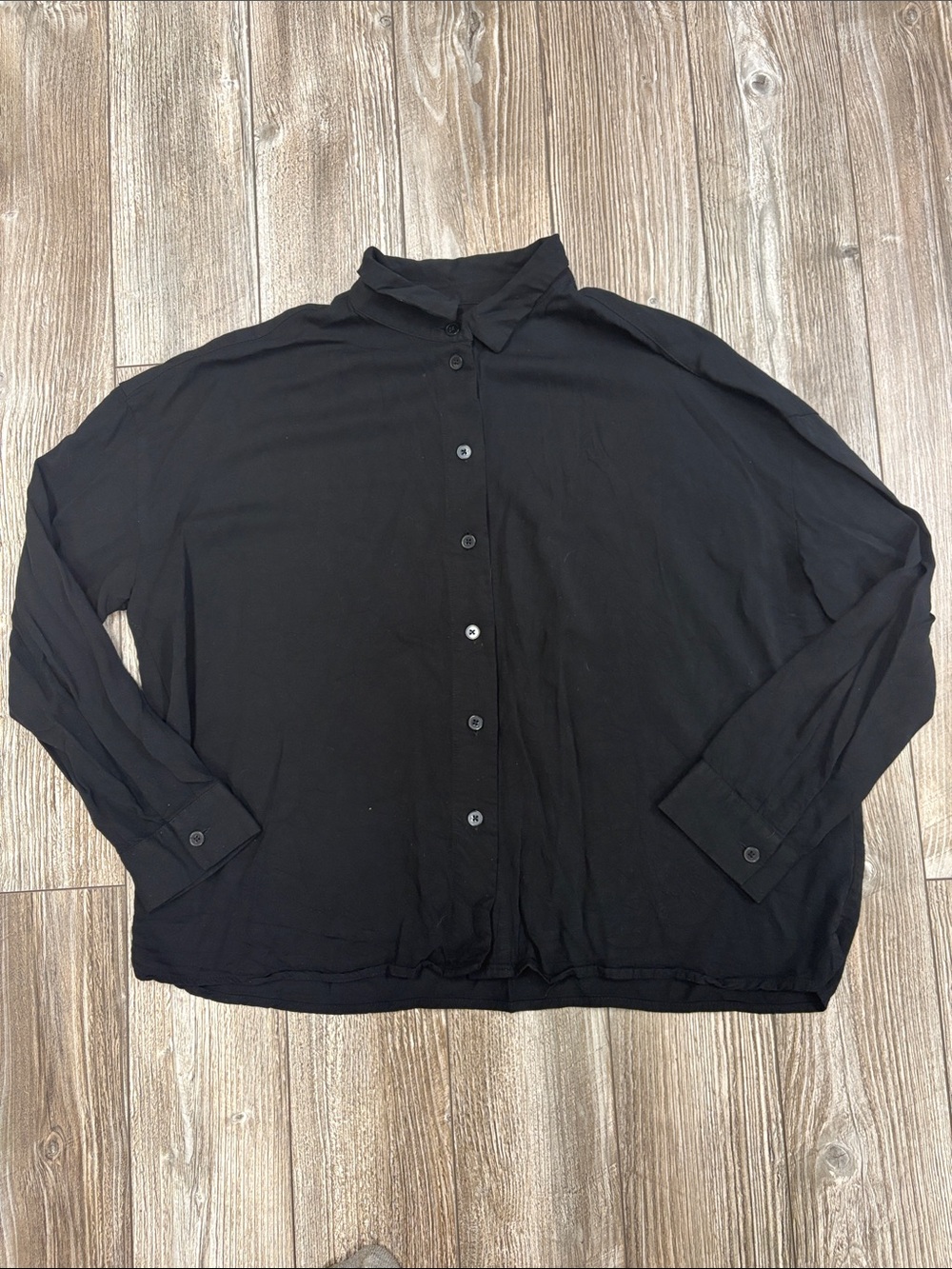 Frank And Oak Black Button Up Long Sleeve Blouse